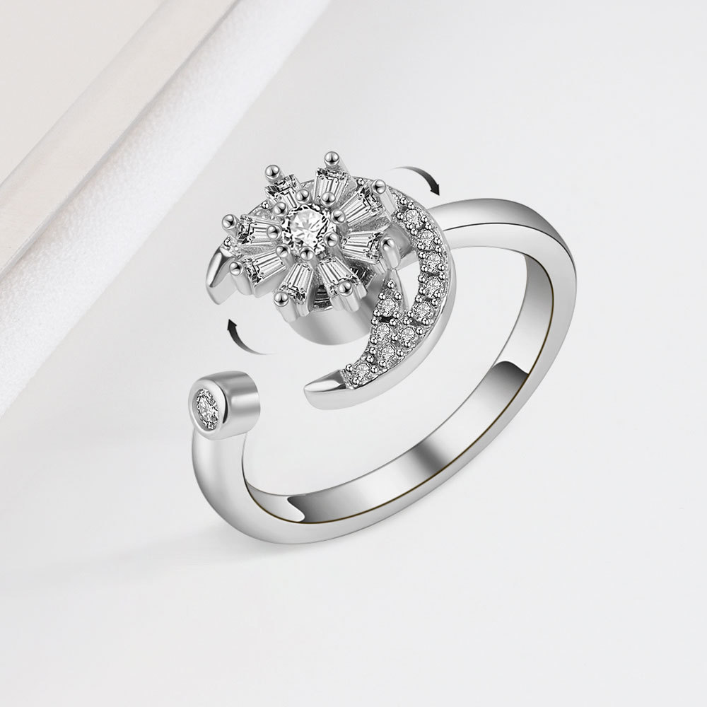 Tiktok Jewelry Turning Crescent Handmade Silver Ring-BilngRunway
