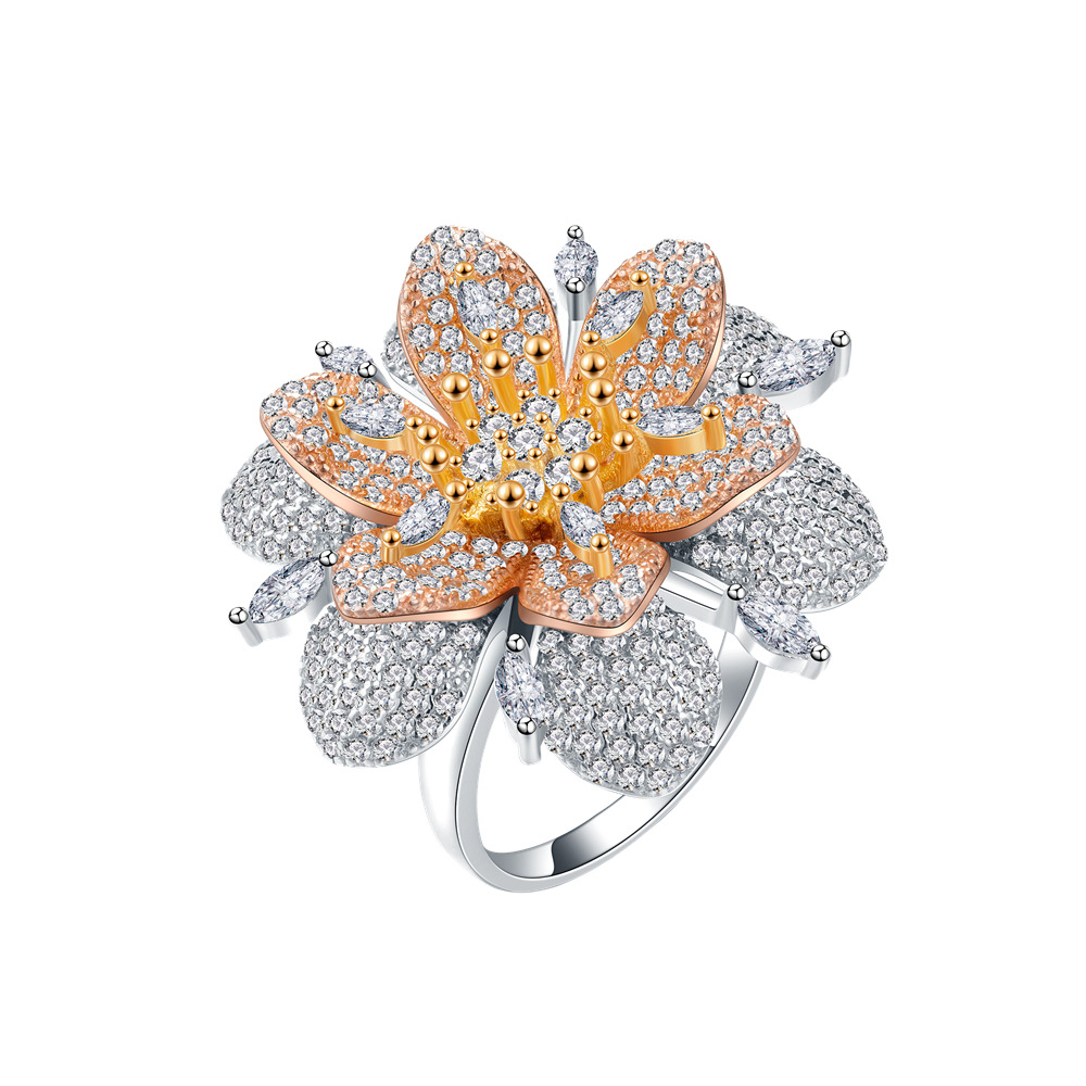 Zircon Flower Handmade Series S925 Sterling Silver Ring