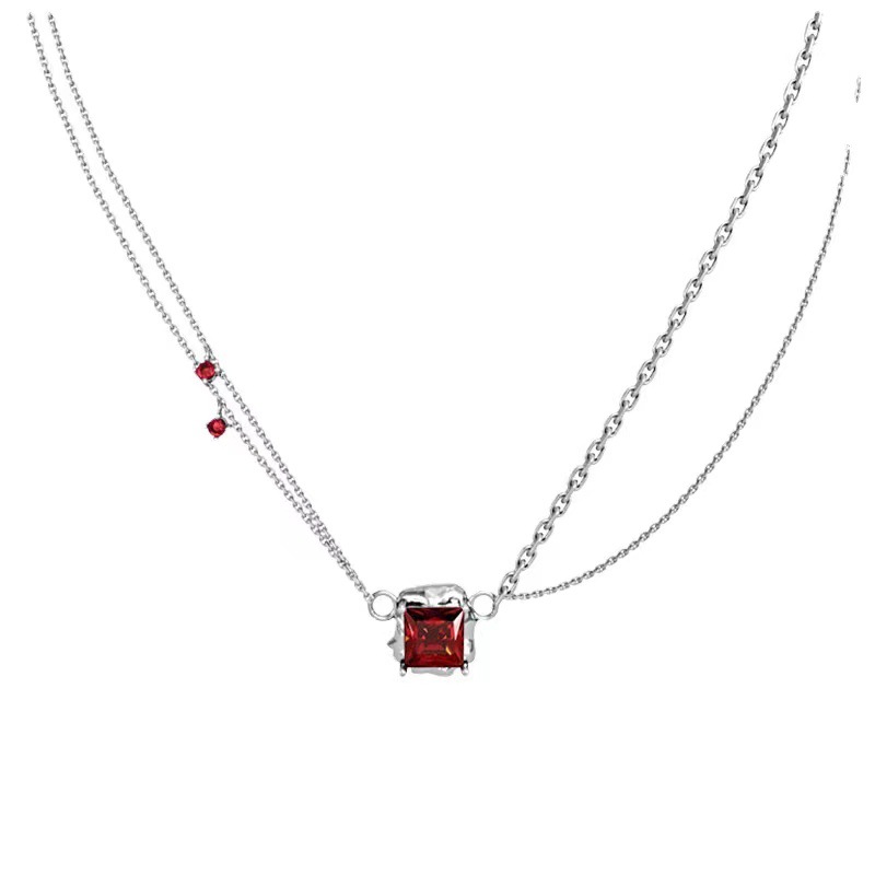 Bling Runway Personalized Jewelry Necklace Red Gemstone Necklace-BilngRunway