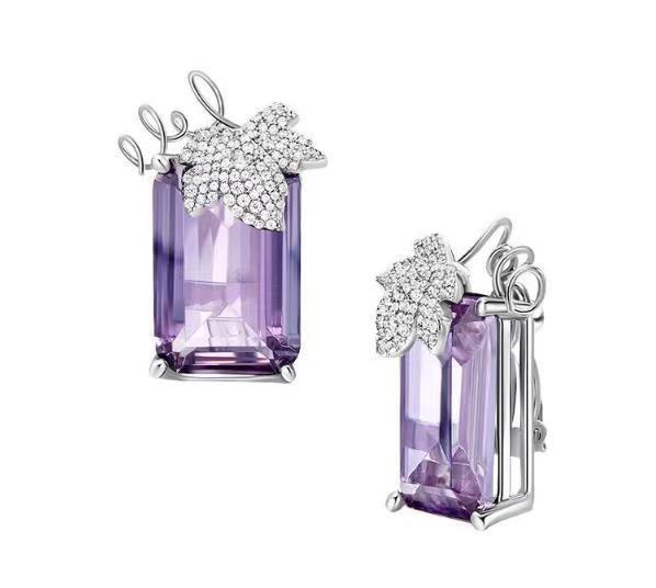 Bling Runway Grape ice ear clip niche design earrings trendy jewelry-BilngRunway