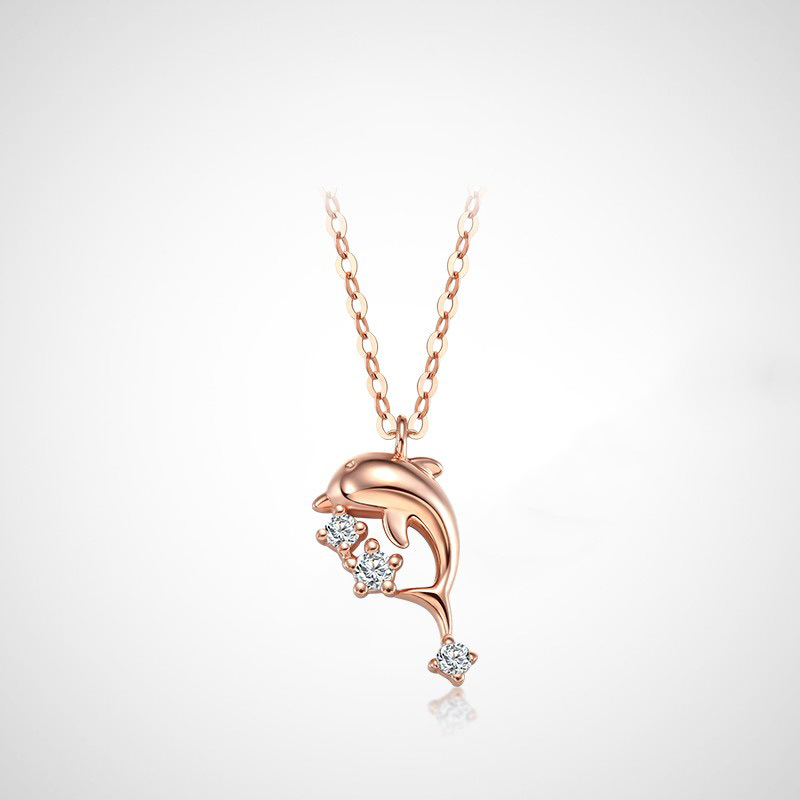 Jumping Dolphin 18K Gold Handmade Collection Necklace-BlingRunway