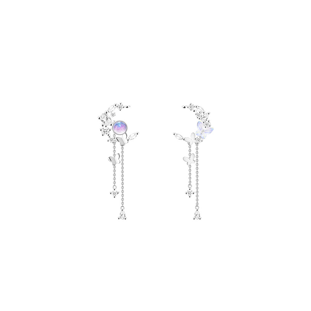 Aurora Collection Moon S925 Sterling Silver Earrings-BlingRunway