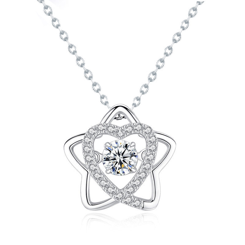Heartbeat Series Pentagram Pendant S925 Sterling Silver Necklace-BlingRunway