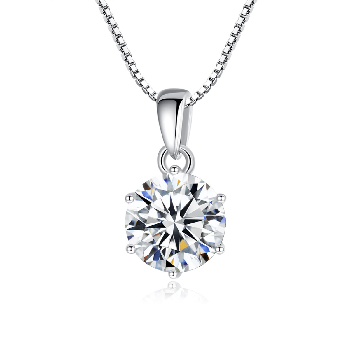 Simple Inlaid 1 Carat Moissanite S925 Silver Necklace-BilngRunway