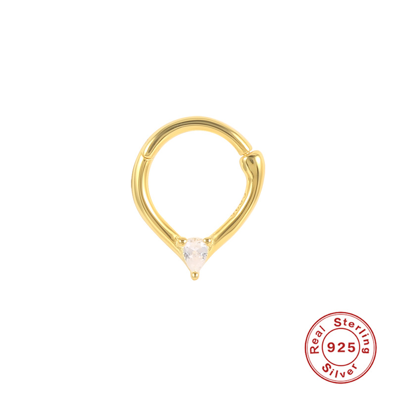 Waterdrop Zircon S925 Sterling Silver Gold Plated Nose Ring-BlingRunway