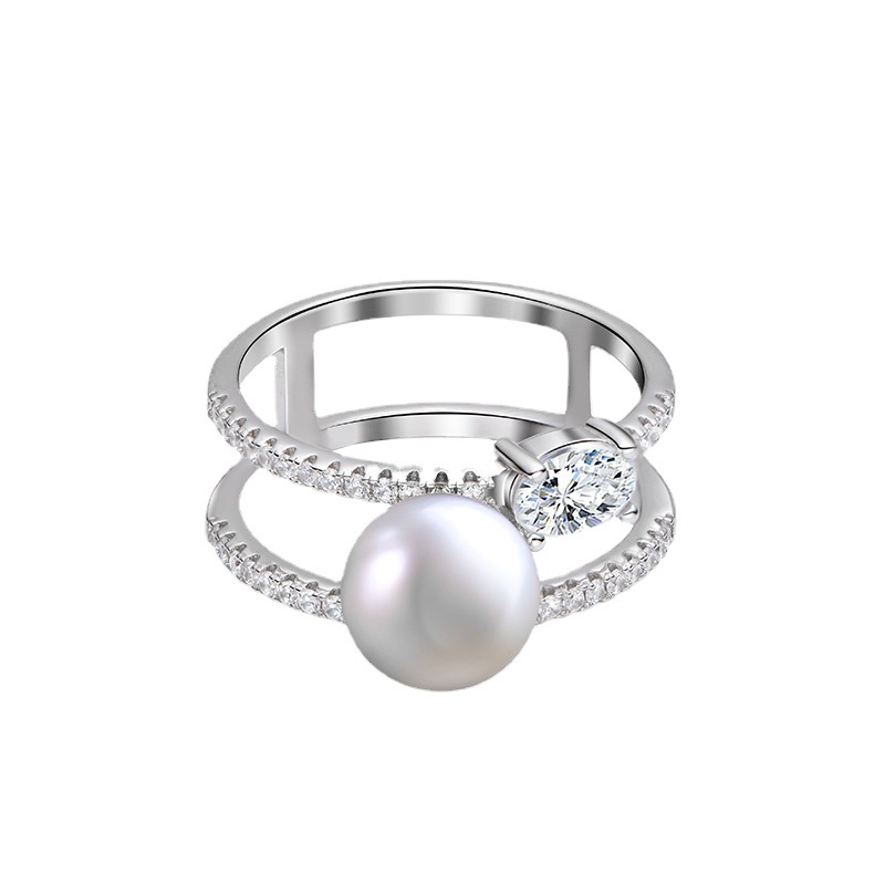 Double Layered Freshwater Pearl Handmade Series S925 Sterling Silver Ring