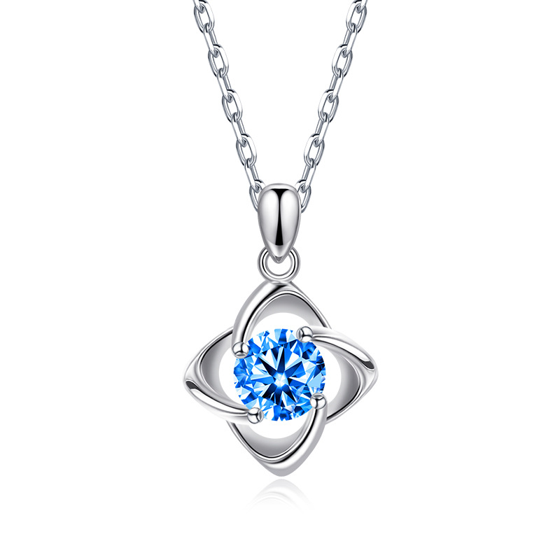 S925 sterling silver heartbeat series four-leaf clover necklace-BilngRunway
