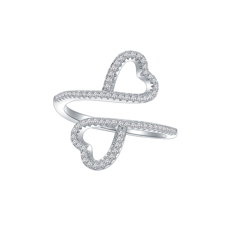 Double Heart Design Handmade Series S925 Sterling Silver Ring-BlingRunway