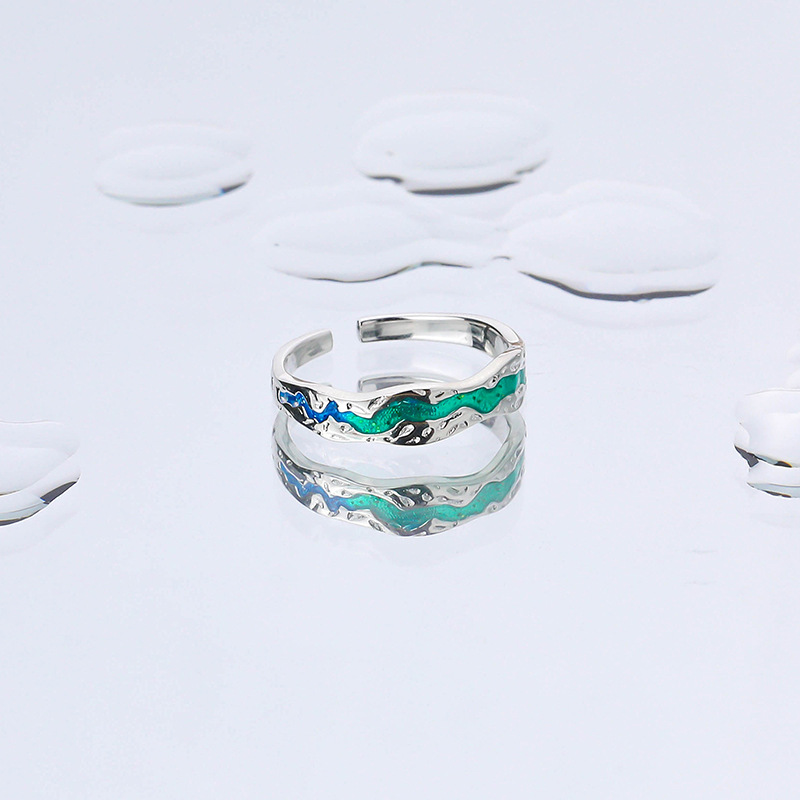 Gradient Starry Handmade Series S925 Sterling Silver Couple Ring-BlingRunway