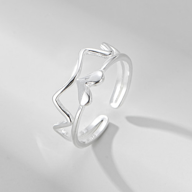 "Heart Wave" S925 Sterling Silver Ring-BlingRunway