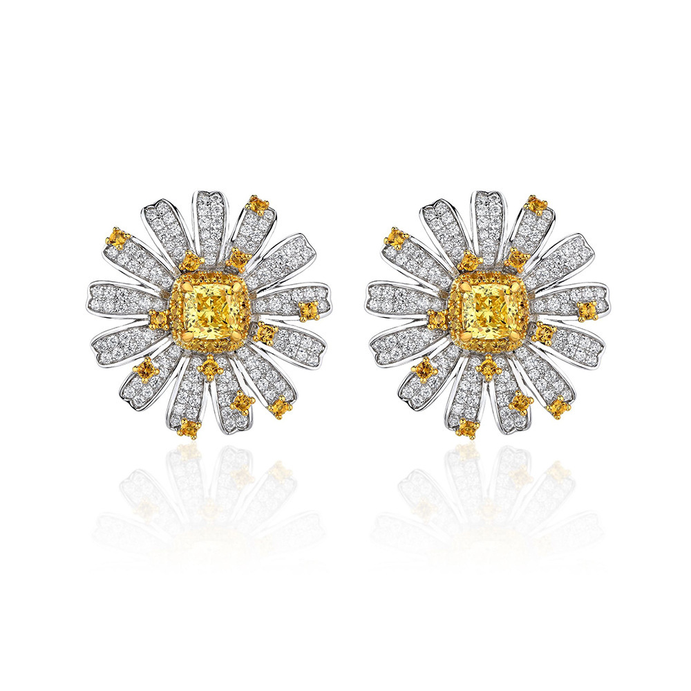 Luxury inlaid small daisy design S925 sterling silver earrings-BlingRunway