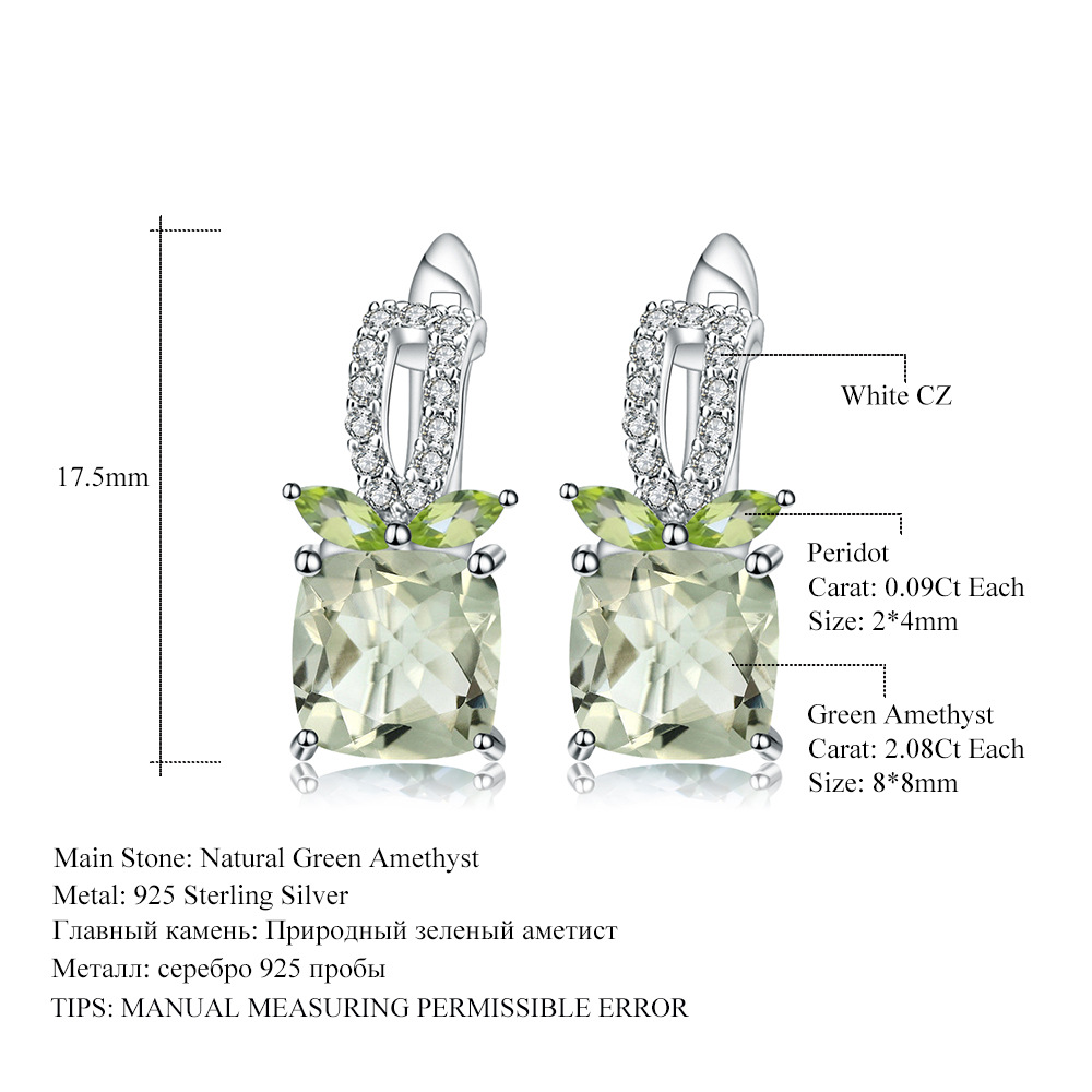Dream Sugar S925 Sterling Silver Inlaid Green Amethyst Earrings Earrings-BlingRunway