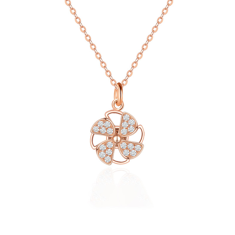 Rotating Windmill Handmade Series 18K Gold Necklace