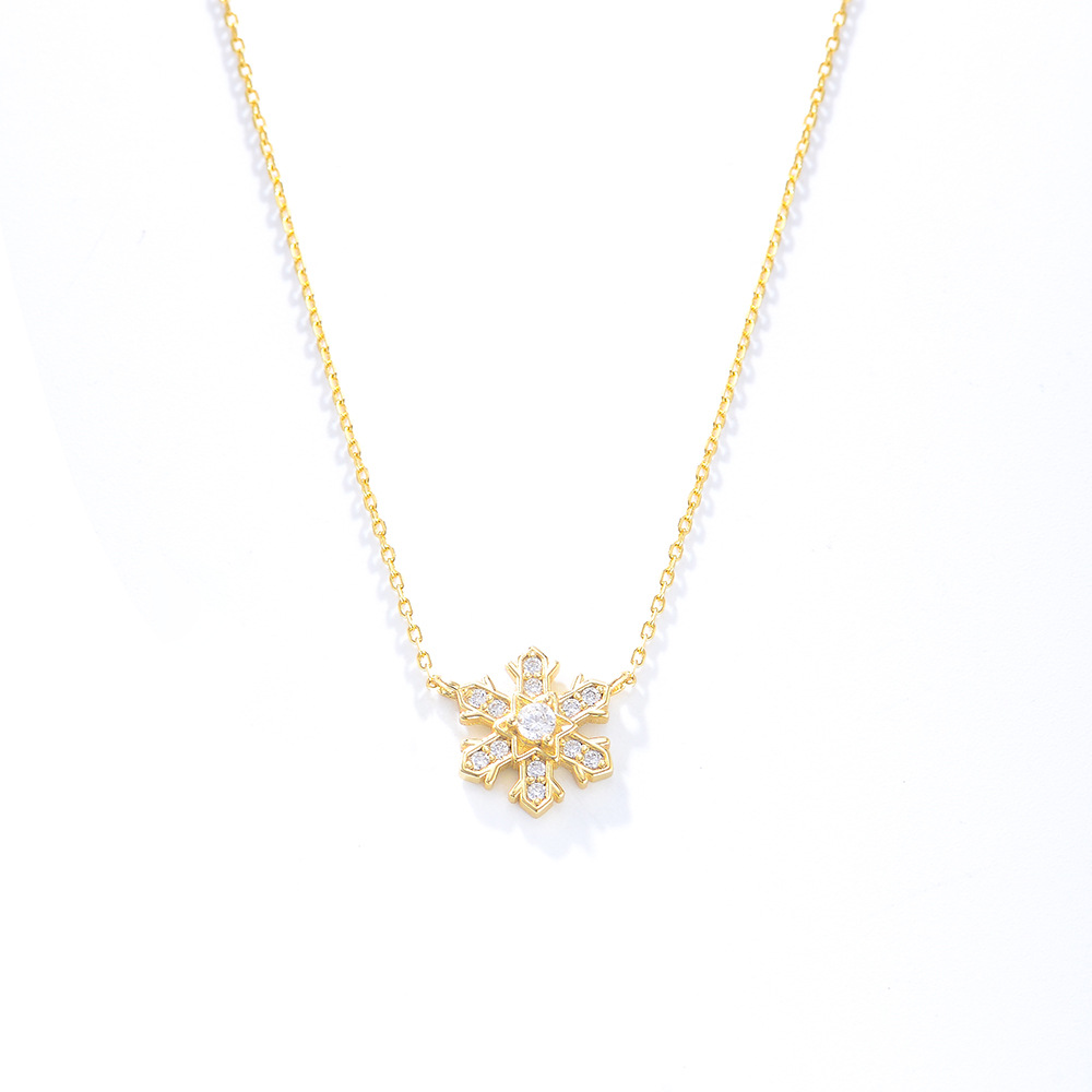 Exquisite sparkling snowflake zircon handmade series S925 sterling silver necklace-BlingRunway