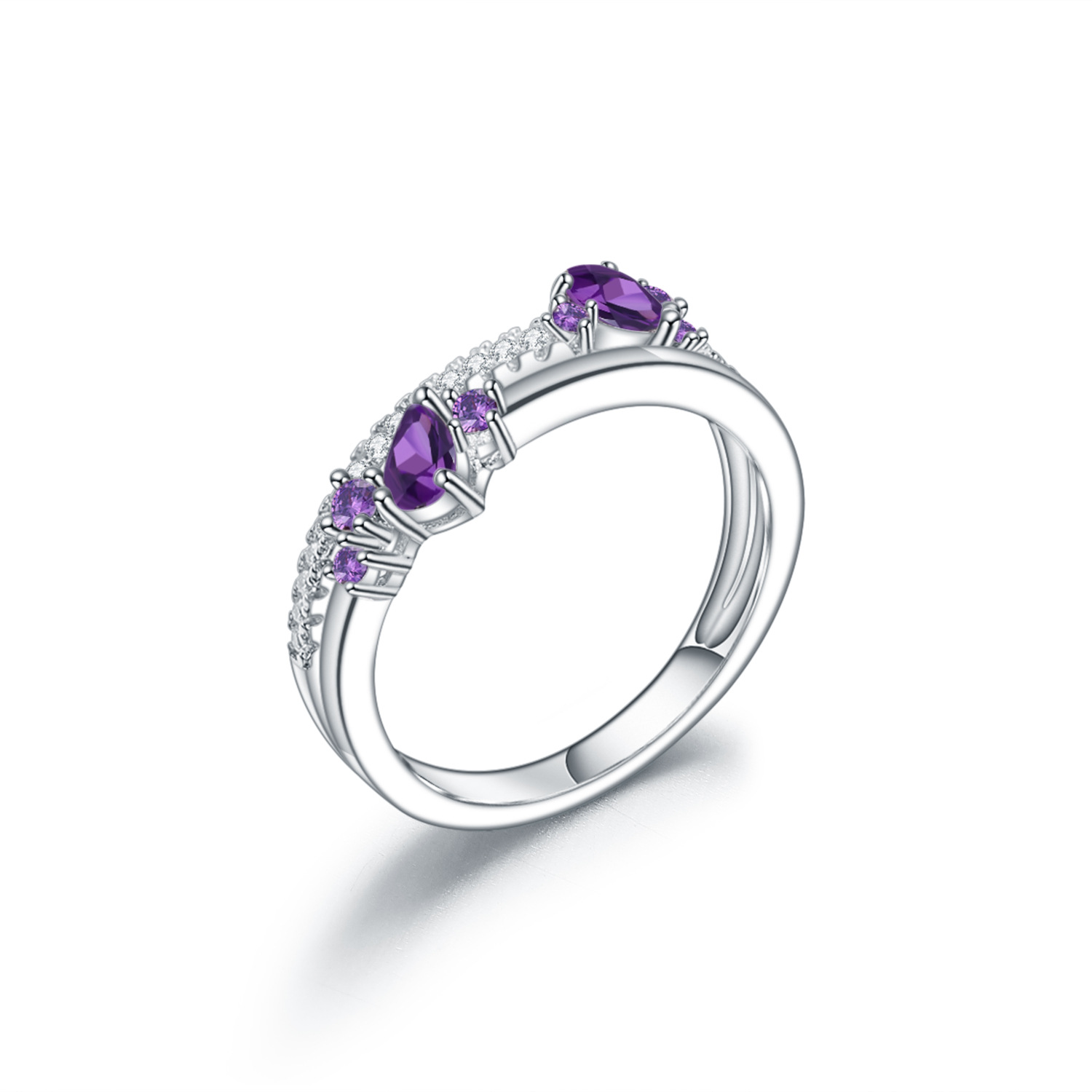 Favorite Series S925 Sterling Silver Ring With Natural Amethyst-BlingRunway