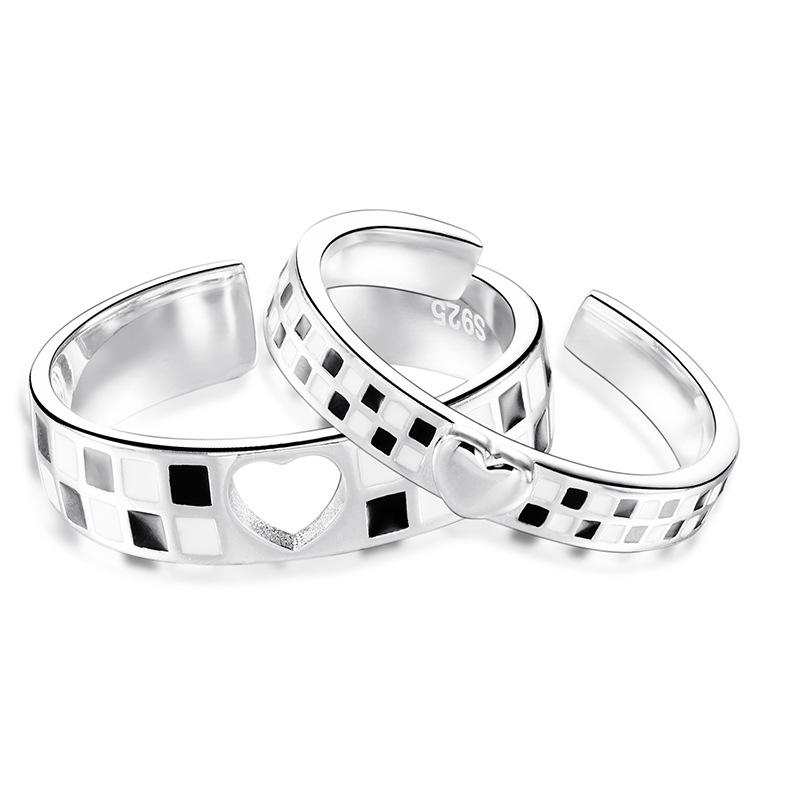 Heart To Heart S925 Sterling Silver Couple Rings-BlingRunway