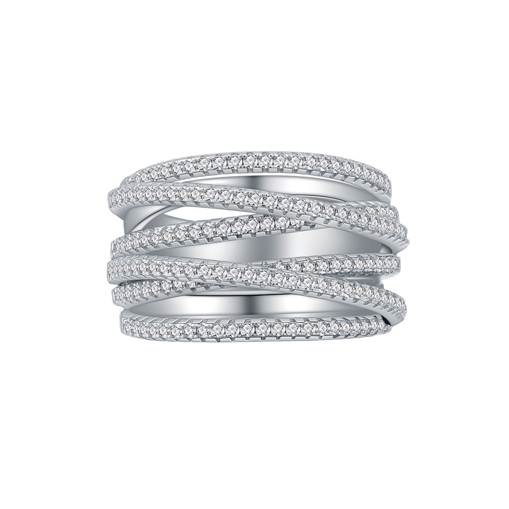 Multi-layer line winding S925 sterling silver ring-BlingRunway