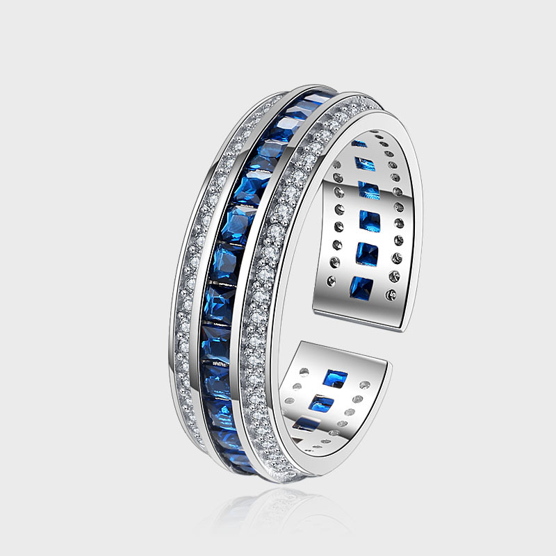 Blue Orbital Set Zircon Handmade Series S925 Sterling Silver Ring-BlingRunway