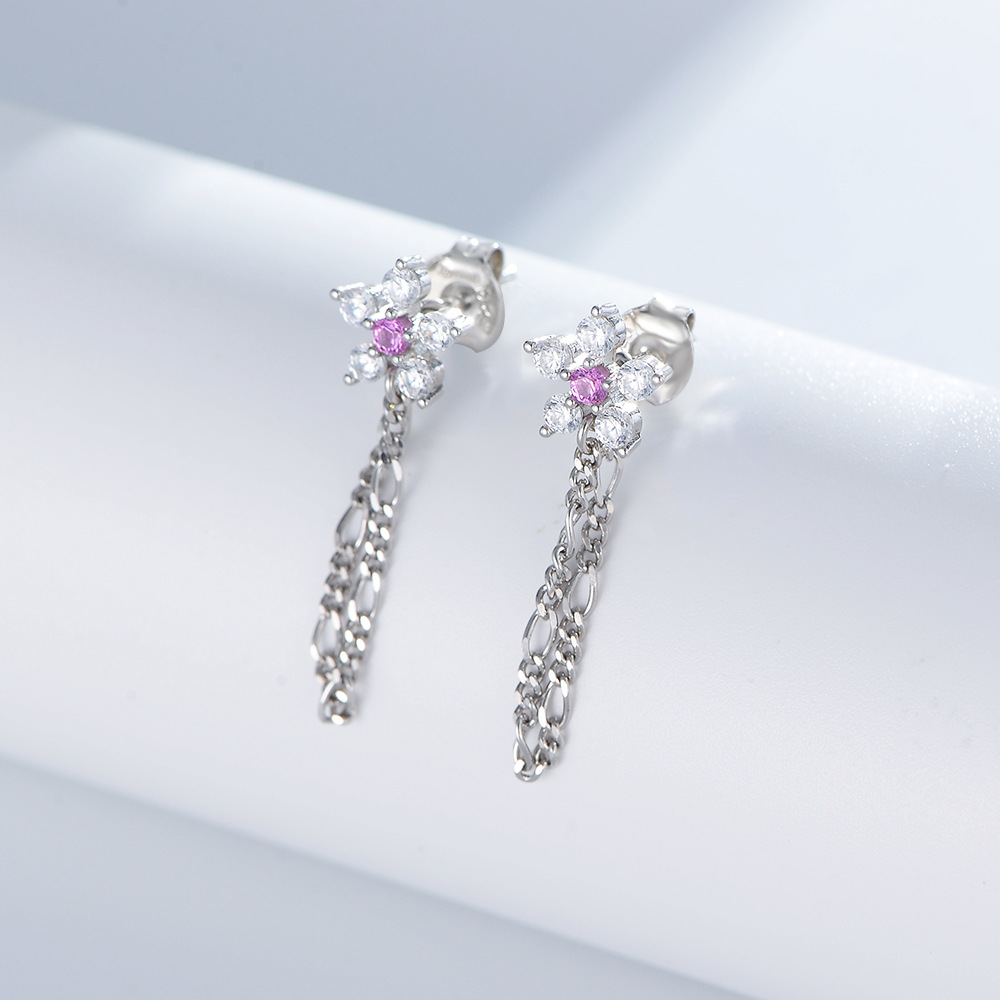 Classic sparkling tassel flower handmade series S925 sterling silver earrings-BlingRunway