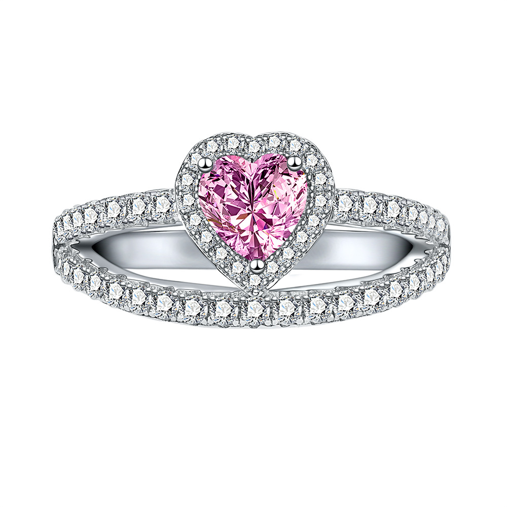 Heart Pink Gemstone Ring 925 Sterling Silver Ring-BlingRunway
