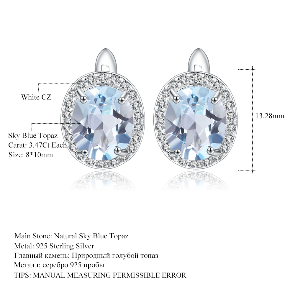 Oval Natural topaz S925 Sterling Silver Earrings