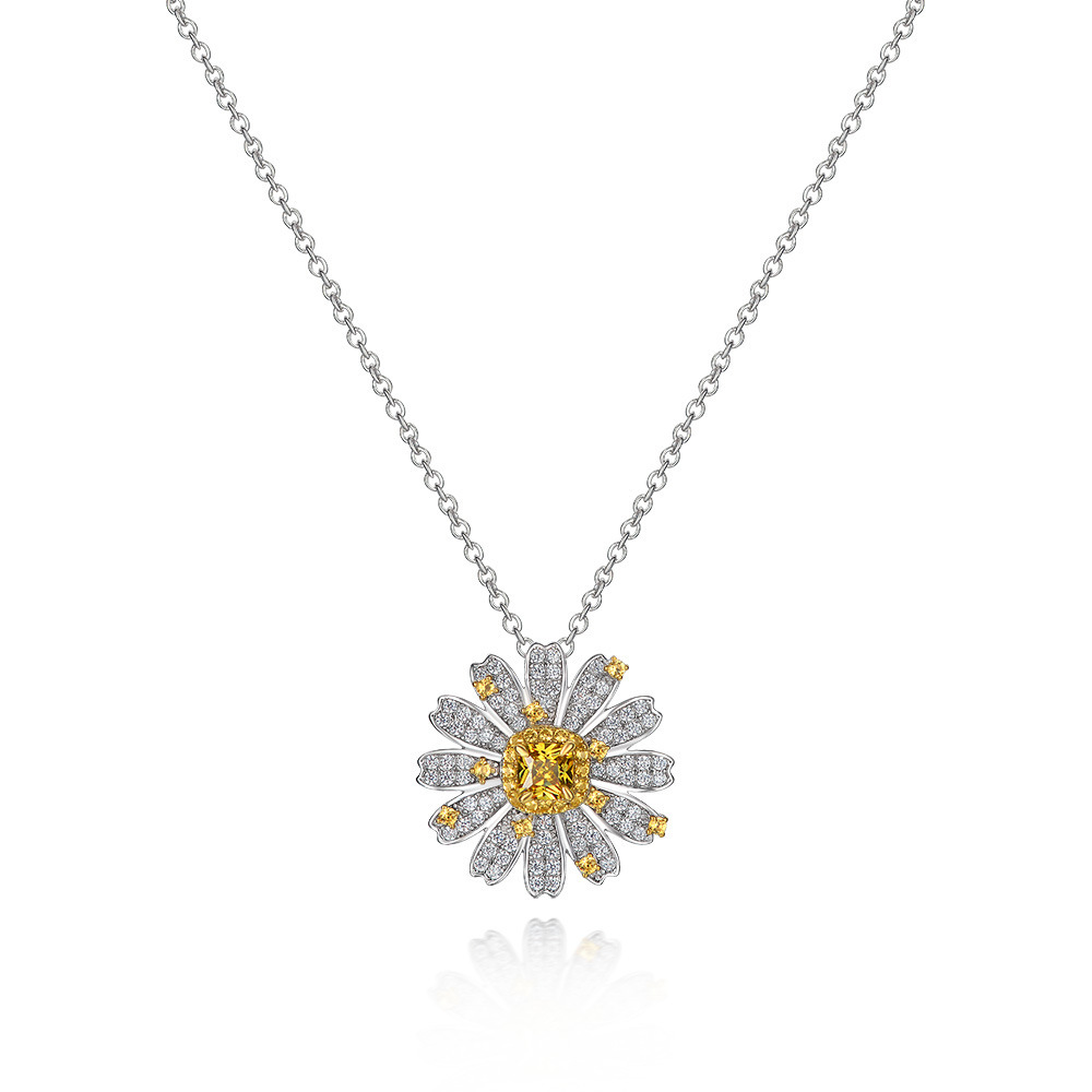 Flower Series High Carbon Imitation Diamond S925 Silver Necklace-BlingRunway