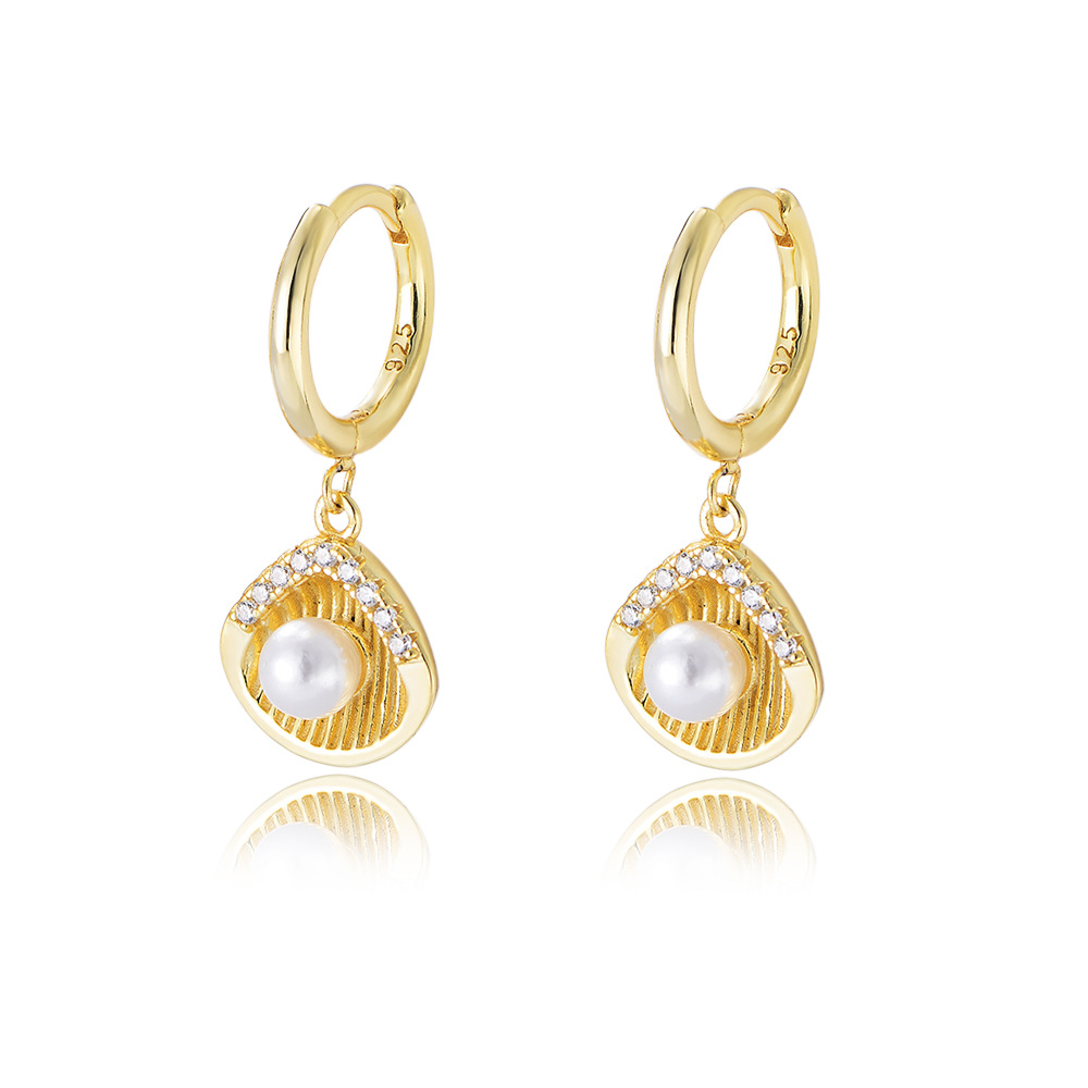 Shell-shaped Handmade Series S925 Sterling Silver Pearl Earrings-BlingRunway