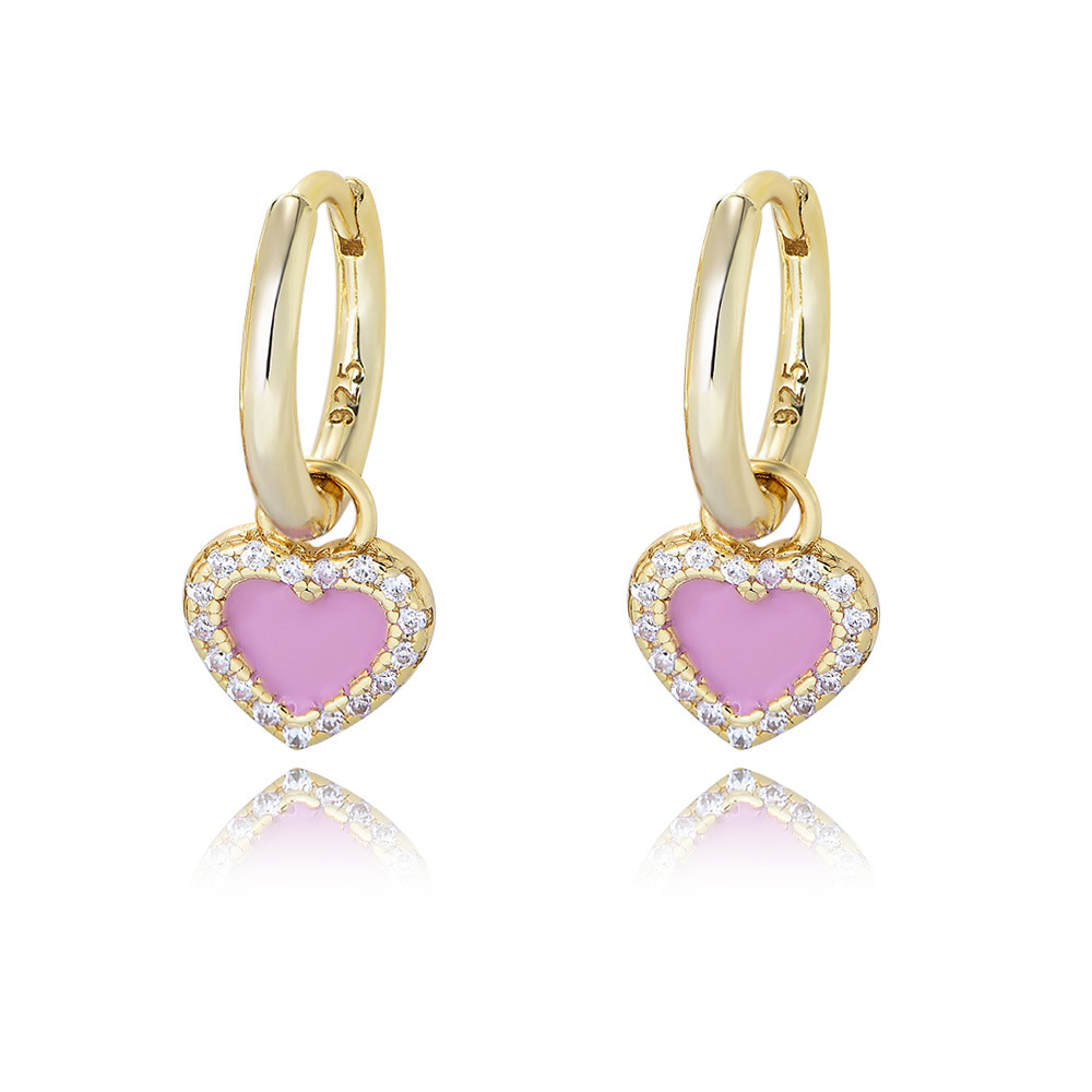 Classic Pink Heart Handmade Series S925 Sterling Silver Earrings-BlingRunway