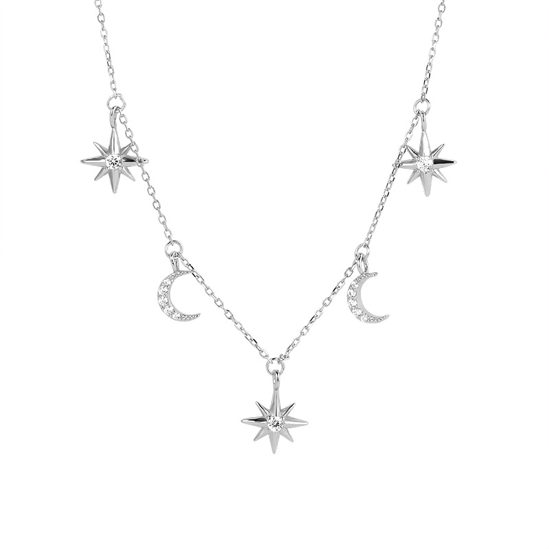 Classic Fashion Star Moon S925 Sterling Silver Necklace