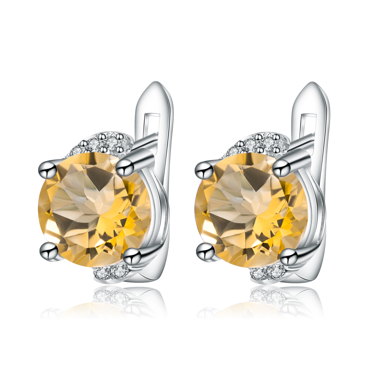 Natural Stone Collection Classic Design S925 Sterling Silver Earrings-BlingRunway