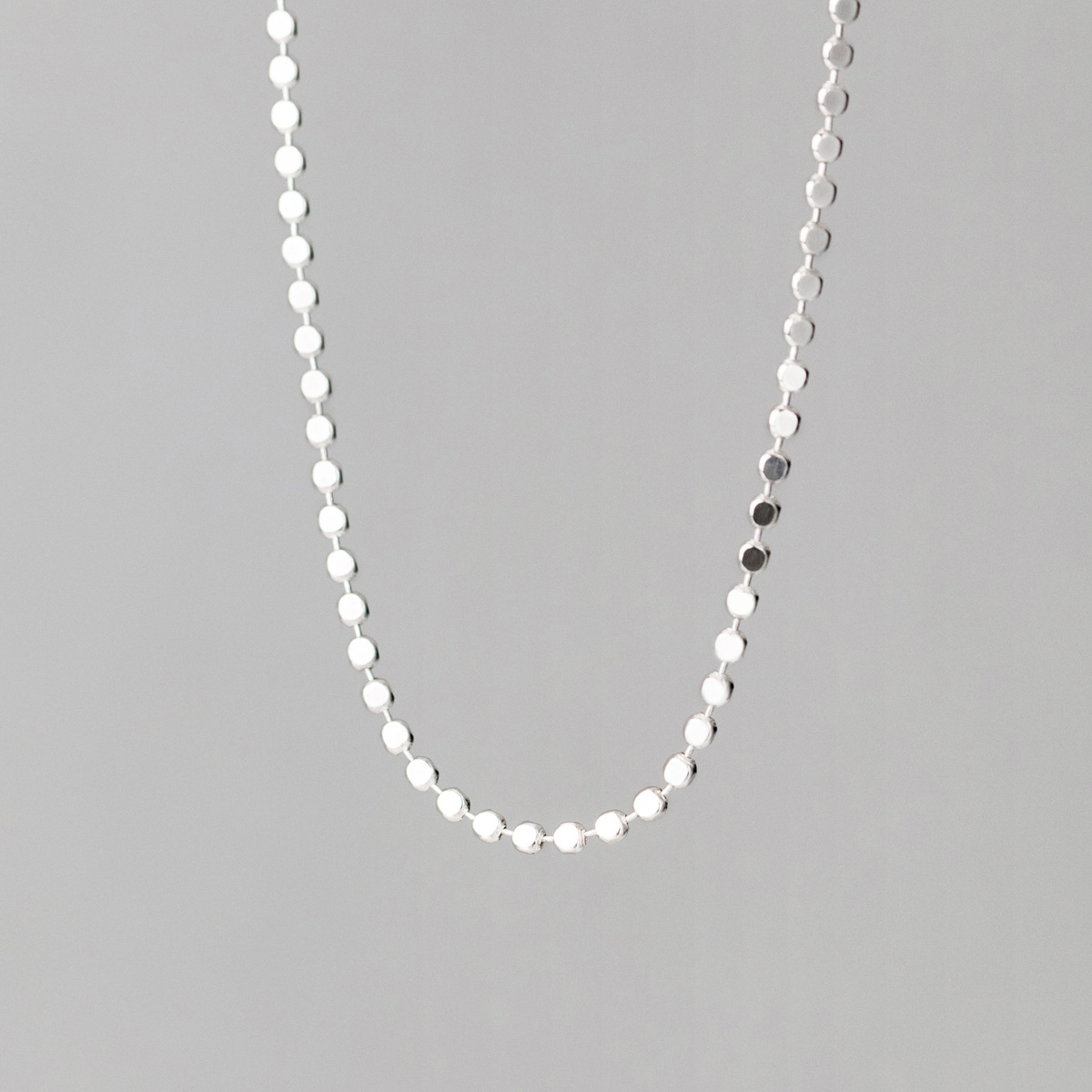 Basic glossy round piece s925 silver necklace-BlingRunway