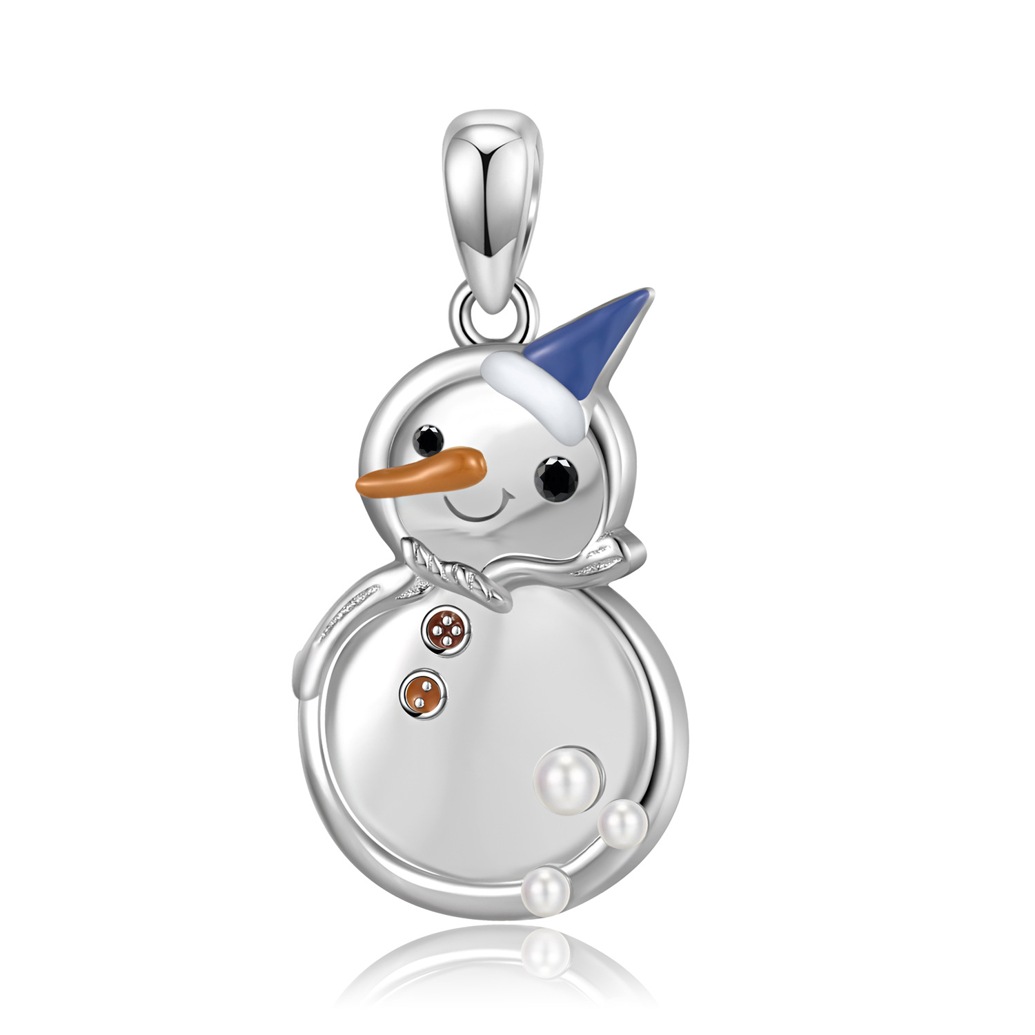 Cute Snowman Handmade Series S925 Sterling Silver Necklace