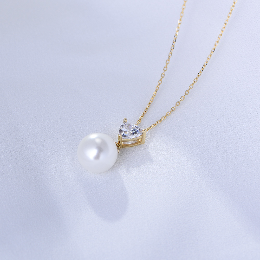 Heart Shape Zircon Pearl S925 Sterling Silver Necklace