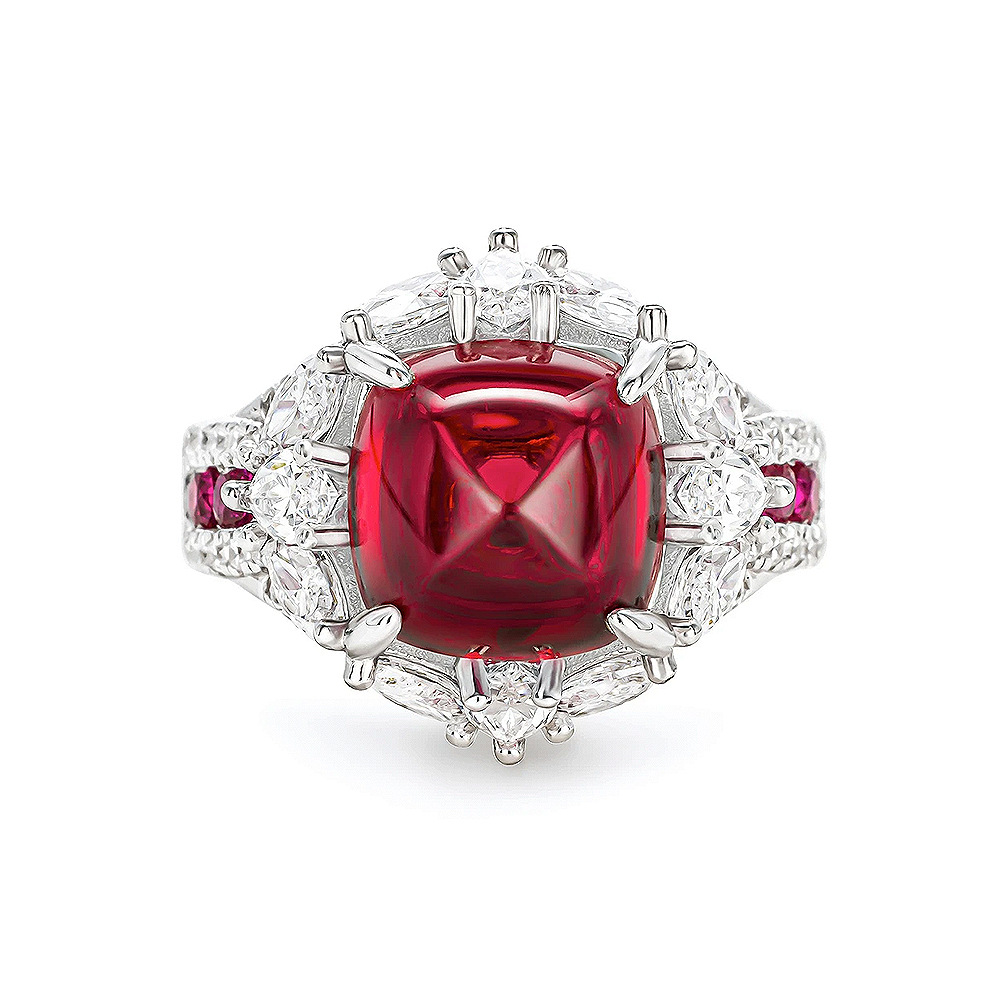 Luxury inlaid synthetic square Ruby S925 sterling silver ring-BlingRunway