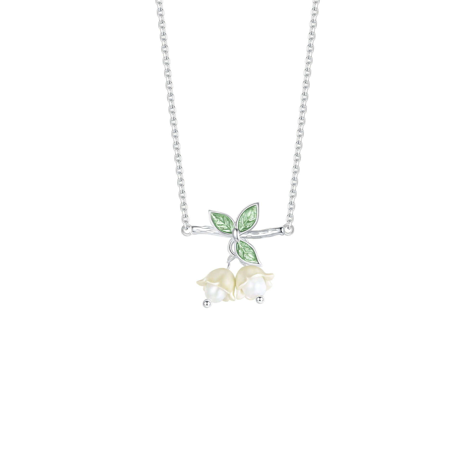Campanula s925 sterling silver freshwater pearl necklace-BlingRunway