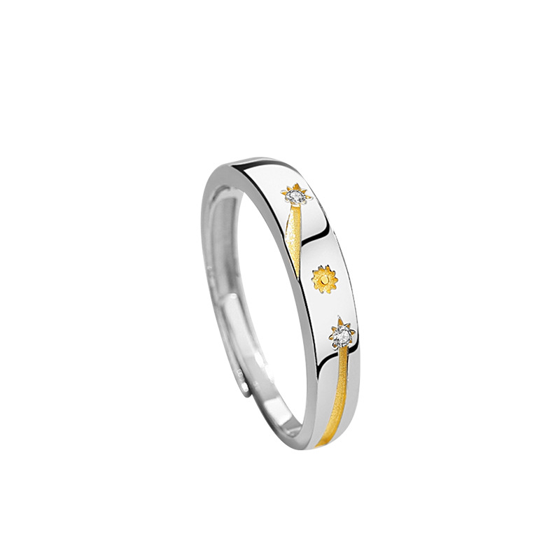 Brilliant Starry Sky 925 Sterling Silver Couple Ring-BlingRunway