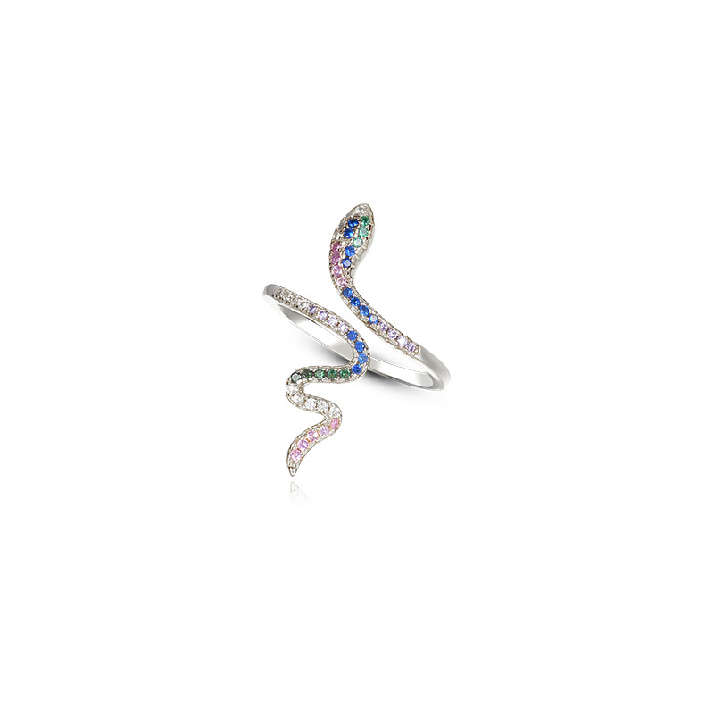 Colorful Snake S925 Sterling Silver Zircon Ring