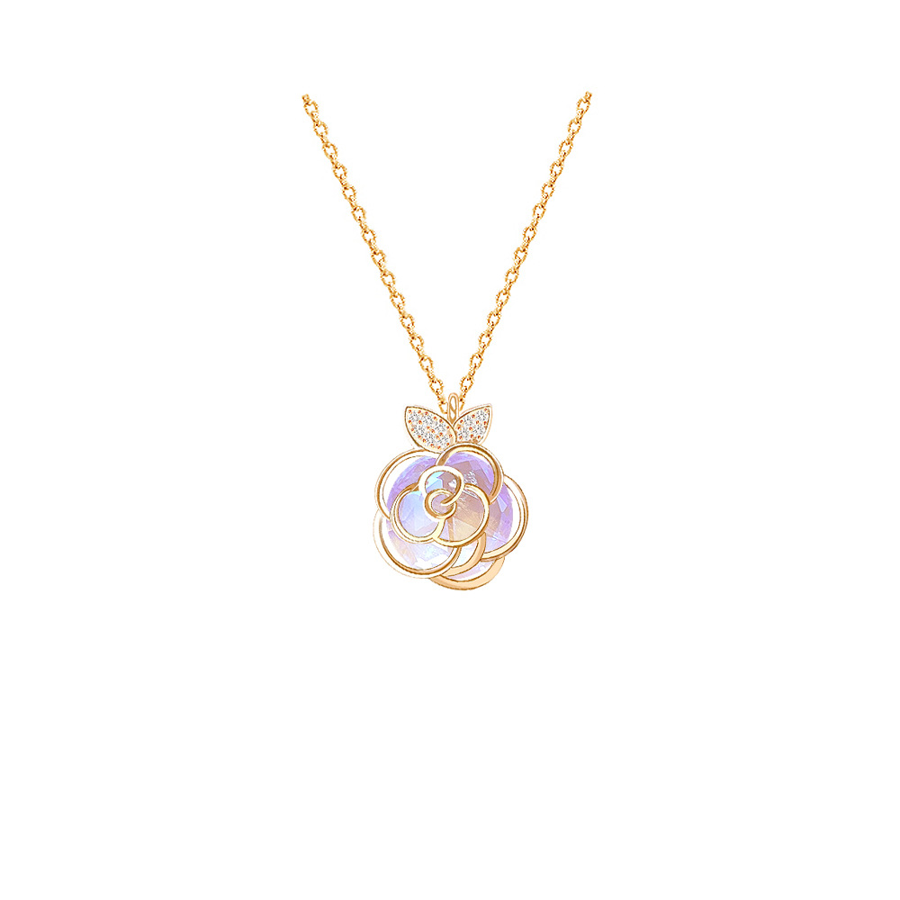Camellia s925 sterling silver necklace-BlingRunway