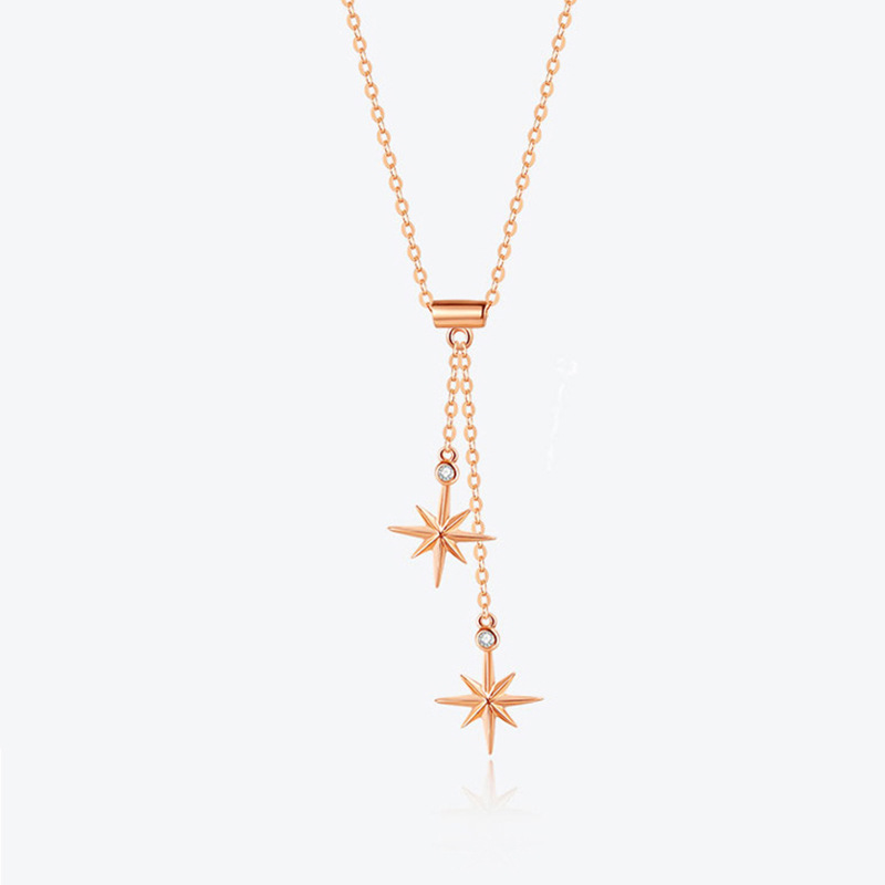 Twin Stars Handmade Series 18K Gold Necklace-BlingRunway