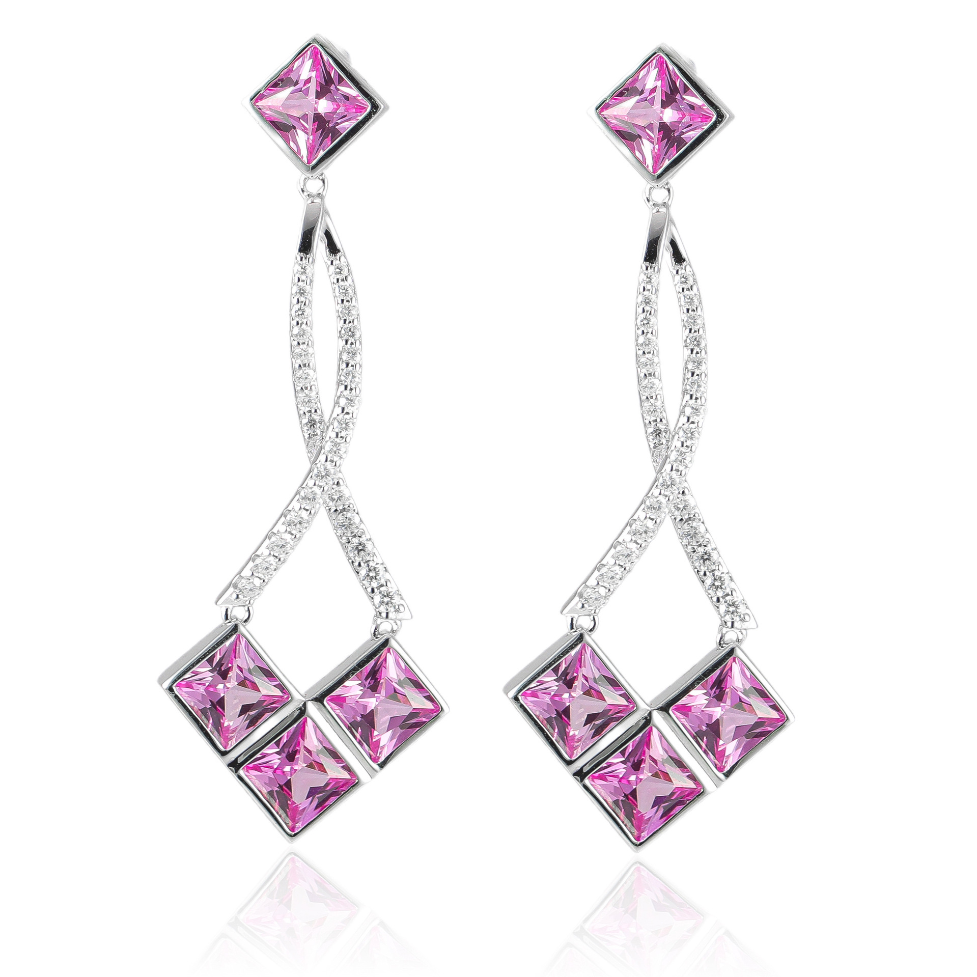 Tassel Series S925 Sterling Silver Cultured Gemstone Pink Sapphire Earrings-BlingRunway