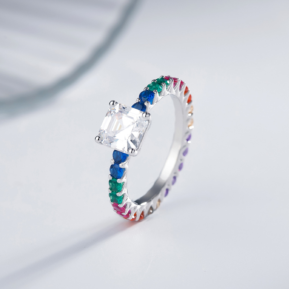 Classic pavé colored gemstone S925 sterling silver ring-BlingRunway