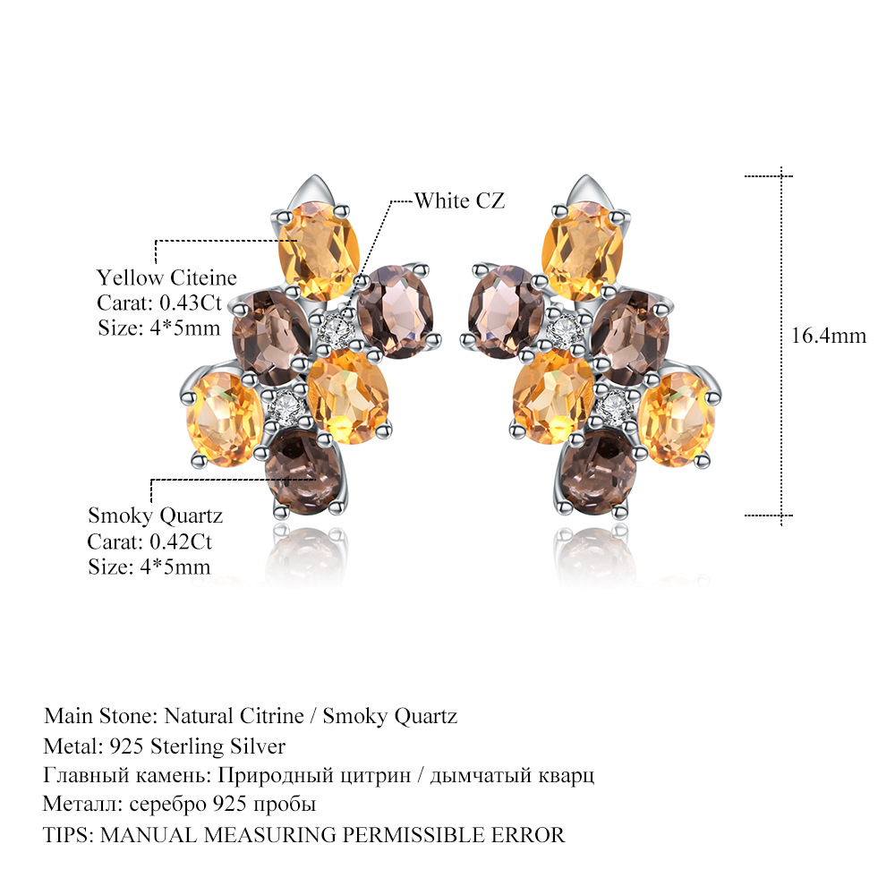 Light luxury design natural colored gemstone S925 sterling silver earrings-BlingRunway