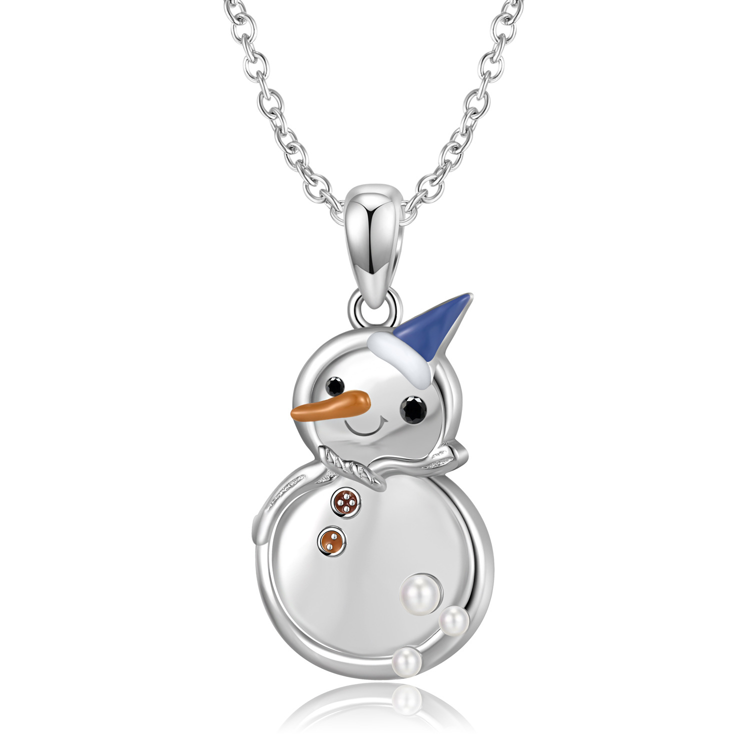 Cute Snowman Handmade Series S925 Sterling Silver Necklace-BlingRunway