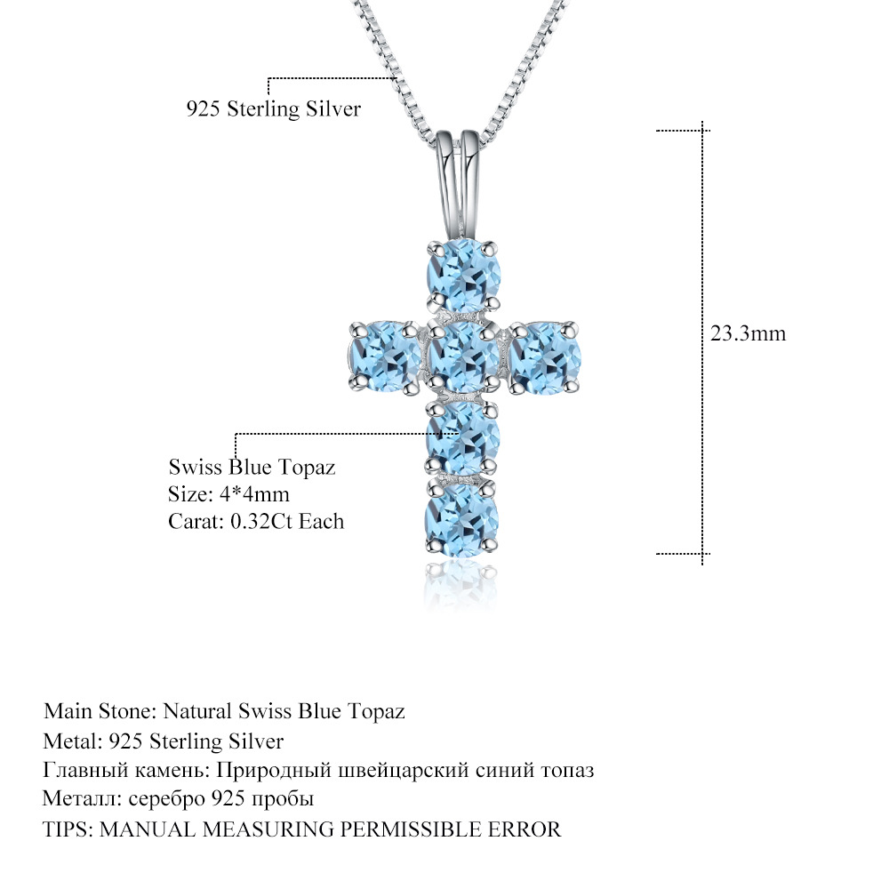 Fashion Cross Natural topaz S925 Sterling Silver Necklace-BlingRunway