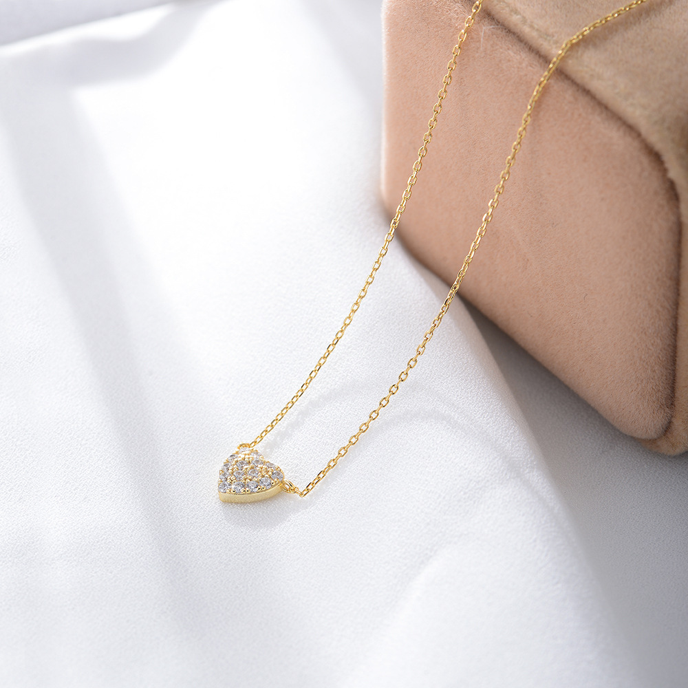 Classic Shining heart-shaped Zircon Handmade Series S925 Sterling Silver Necklace-BlingRunway