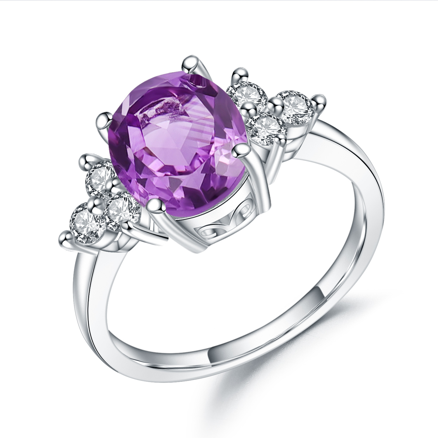 Oval natural gemstone with S925 sterling silver ring on the side-BlingRunway