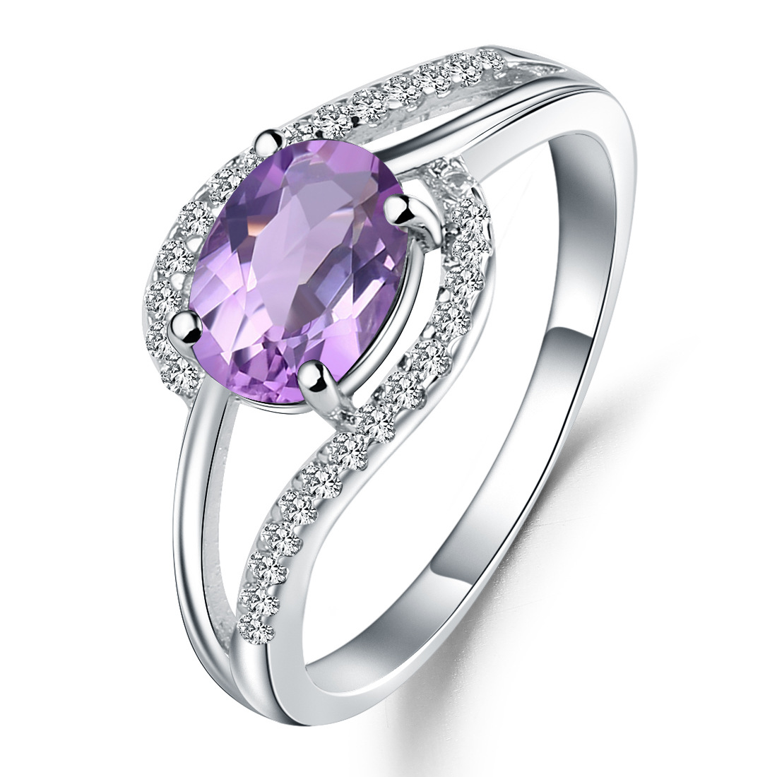 Oval gemstone luxury set S925 sterling silver ring-BlingRunway
