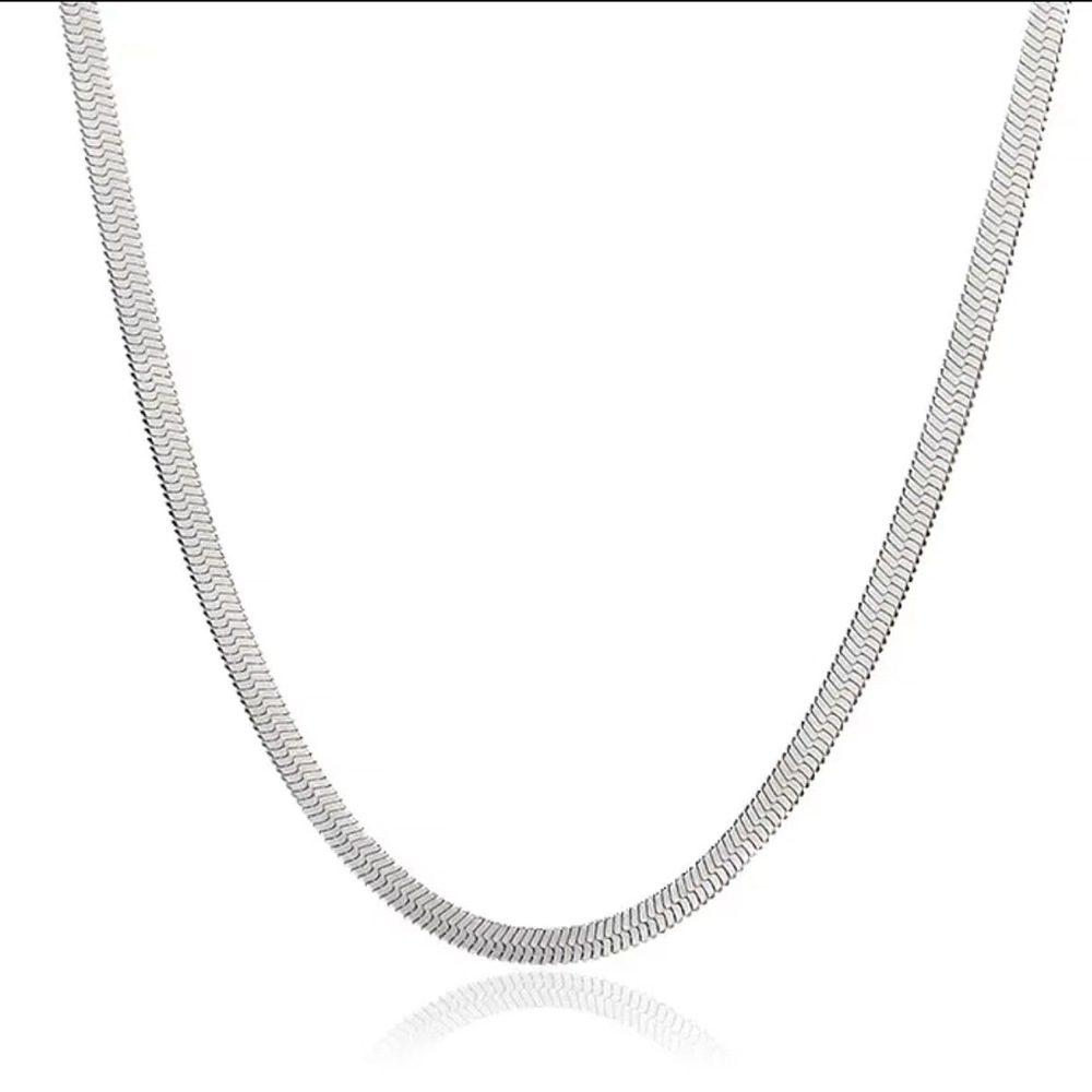 Gold Flat Snake Clavicle Chain Female S925 Silver Necklace-BlingRunway