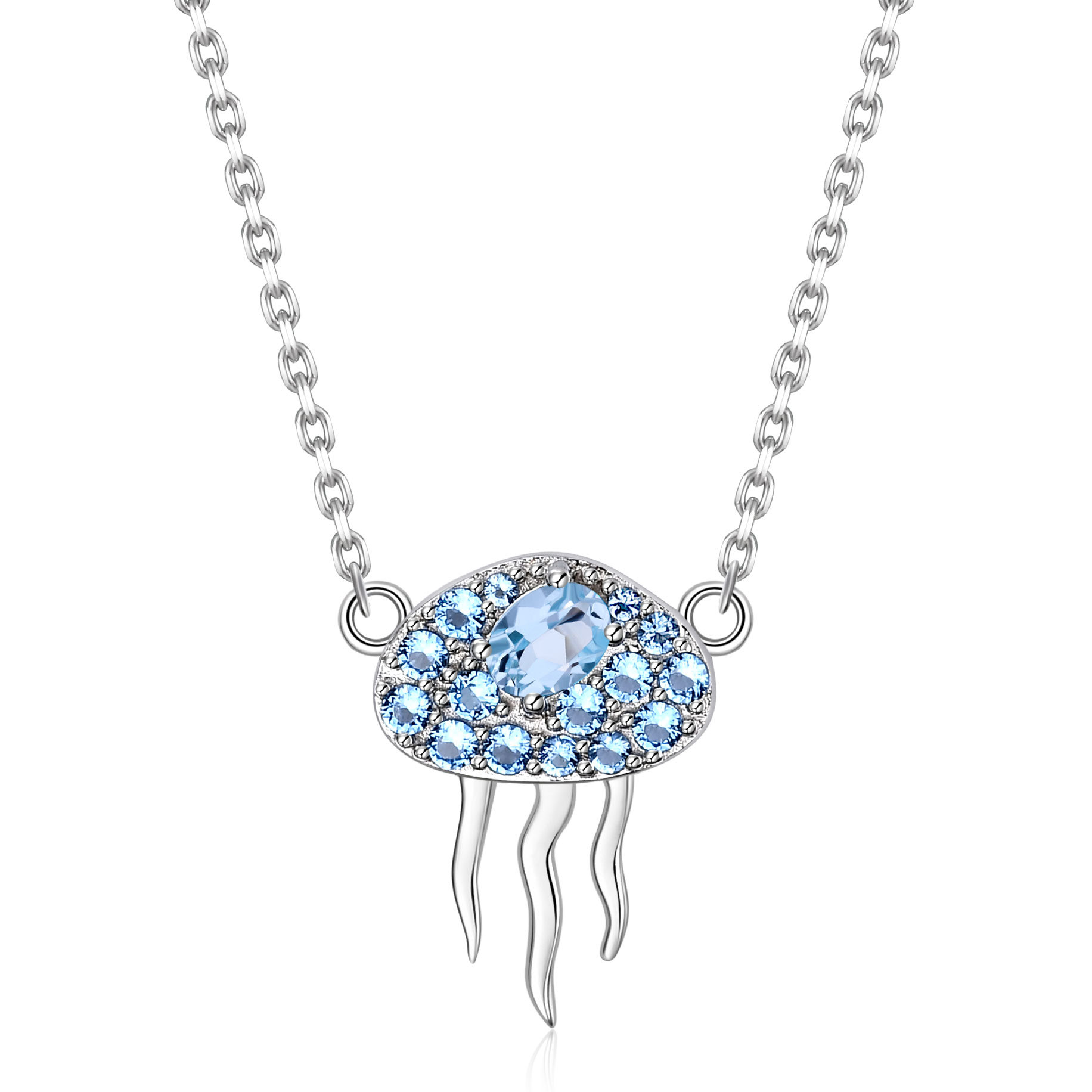 Exquisite Jellyfish Design S925 Sterling Silver Necklace-BlingRunway