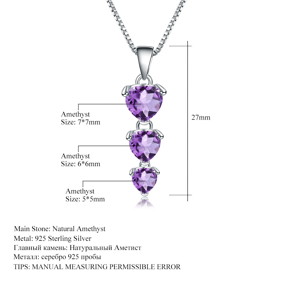 Heart Shape Meteor S925 Sterling Silver Natural Amethyst Necklace